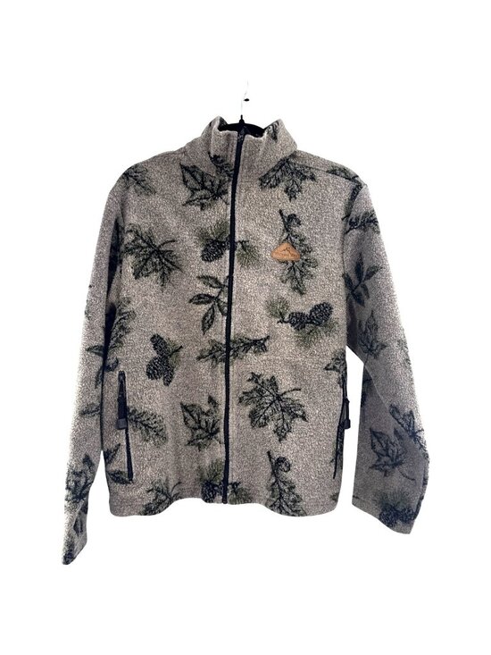 Wyoming Wear Jackets & Blazers - Wyoming Wear Fleece Jacket With Front Zipper & Leaf Pattern Medium Wool Blend